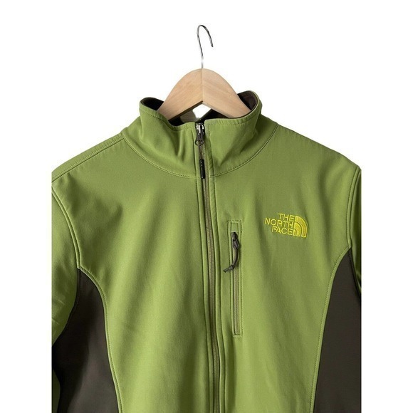 The North Face Mens Apex Bionic FZ Windwall Softshell Jacket Green Zip Pockets S - Picture 2 of 8